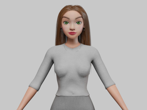 Cartoon stylized girl V31413 3D 모델