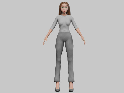 Cartoon stylized girl V31413 3D Модель