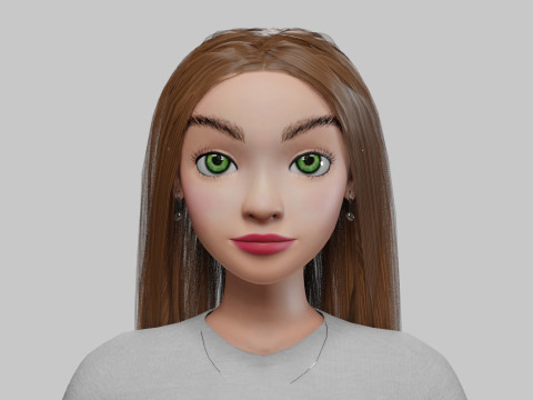 Cartoon stylized girl V31413 3D Модель