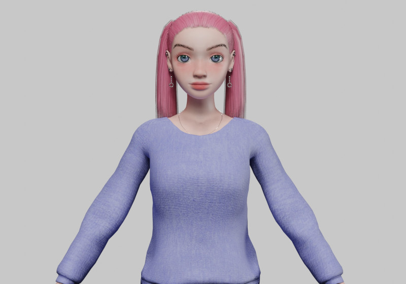 Cartoon teen girl V22537 3D Model .c4d .max .obj .3ds .fbx .stl .blend 