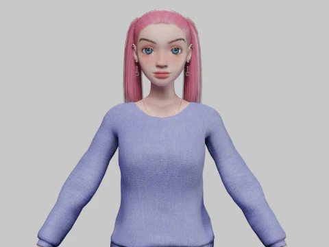 Мультяшна дівчинка-підліток V22537 3D Модель