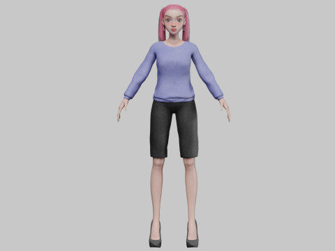 Cartoon teen girl V22537 3D Model