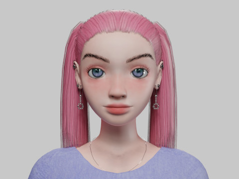 Cartoon teen girl V22537 3D Model