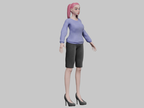 Cartoon teen girl V22537 3D Model