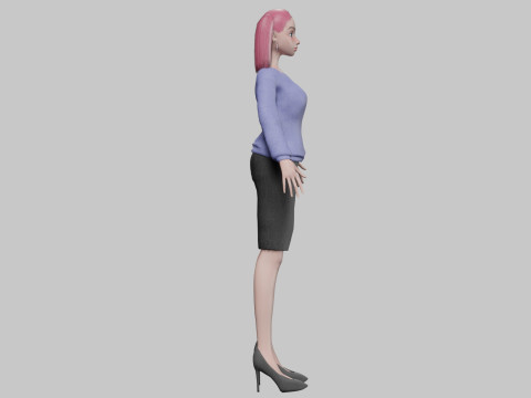 Cartoon teen girl V22537 3D Model