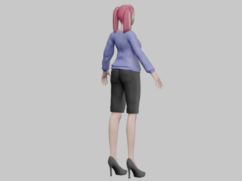 Cartoon teen girl V22537 3D Model