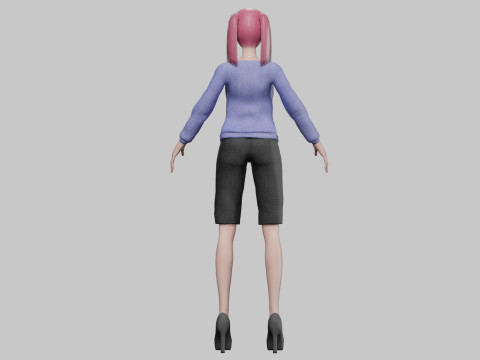 Cartoon teen girl V22537 3D Model