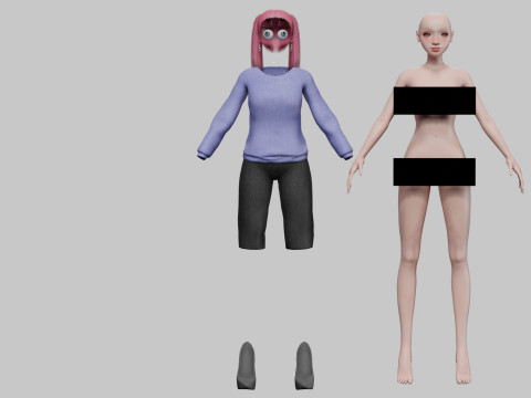 Cartoon teen girl V22537 3D Model