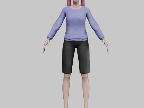 Cartoon teen girl V22537 3D Model