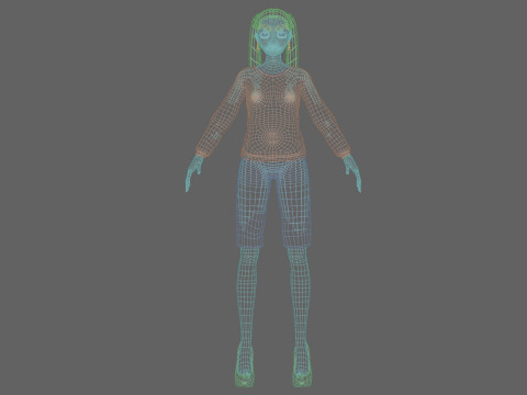Cartoon teen girl V22537 3D Model