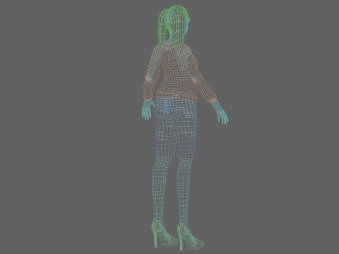 Cartoon teen girl V22537 3D Model