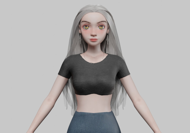 Classic cartoon girl V32584 3D 模型 .c4d .max .obj .3ds .fbx .stl .blend 