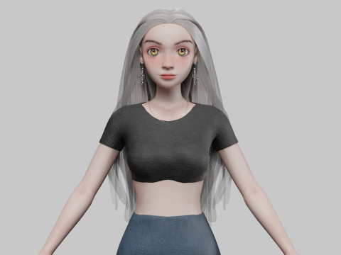 Classic cartoon girl V32584 3D Model