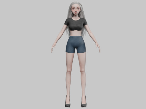 Classic cartoon girl V32584 3D 模型