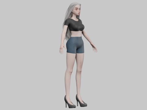 Classic cartoon girl V32584 3D 模型