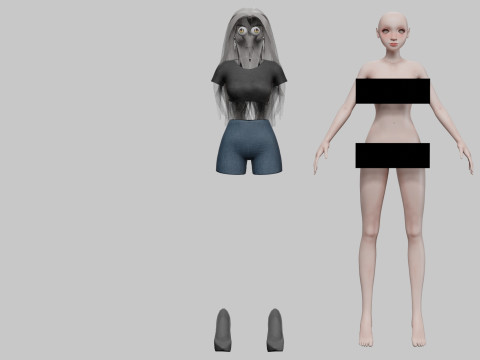 Classic cartoon girl V32584 3D 模型