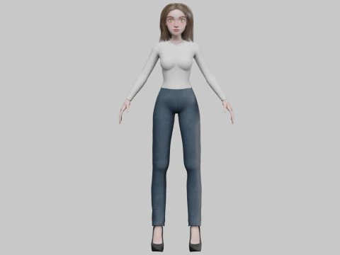 Cool cute girl V31234 3D Model