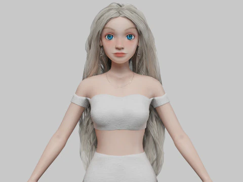 Sevimli &ccedil;izgi film kız V37799 3D Model