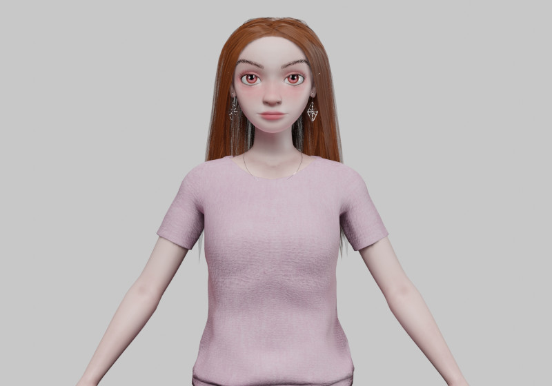 Cute young girl V32477 3D Model .c4d .max .obj .3ds .fbx .stl .blend 