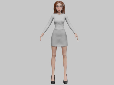 Pretty cartoon girl V31643 3D Model