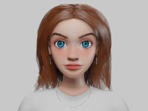 Pretty cartoon girl V31643 3D Model