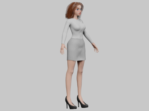 Pretty cartoon girl V31643 3D Model