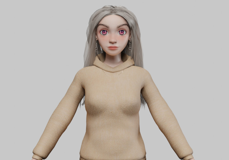 Pretty cute girl V35180 Model 3D .c4d .max .obj .3ds .fbx .stl .blend 