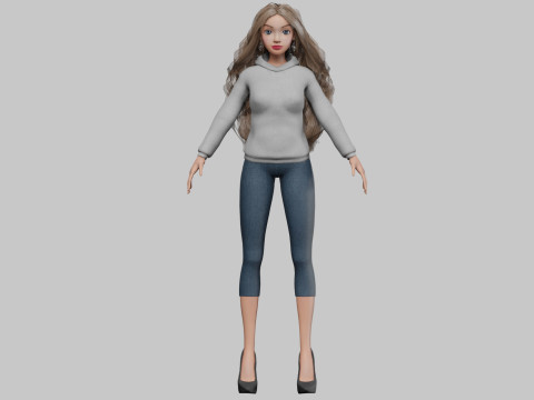 Pretty young girl V40409 Modello 3D