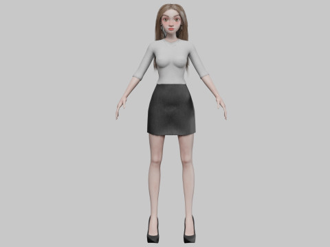 Standard cartoon girl V31288 3D Model
