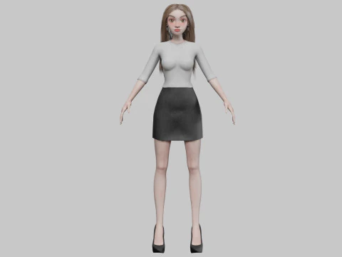 Standard cartoon girl V31288 3D Model
