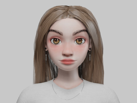 Standard cartoon girl V31288 3D Model