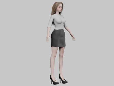 Standard cartoon girl V31288 3D Model