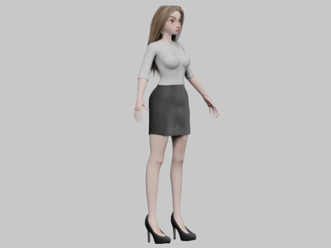 Standard cartoon girl V31288 3D Model