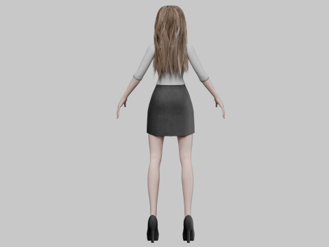 Standard cartoon girl V31288 3D Model