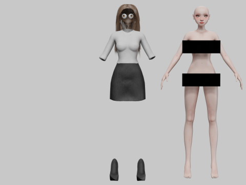 Standard cartoon girl V31288 3D Model