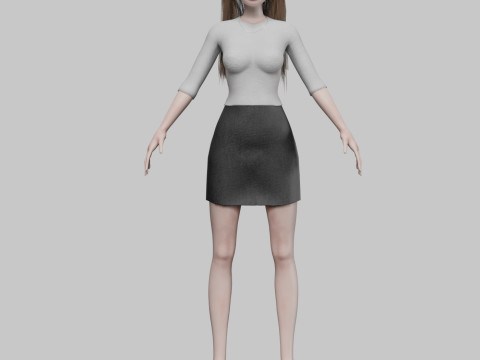 Standard cartoon girl V31288 3D Model