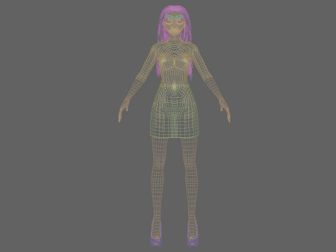 Standard cartoon girl V31288 3D Model