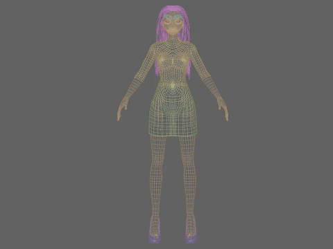 Standard cartoon girl V31288 3D Model