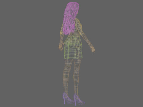 Standard cartoon girl V31288 3D Model