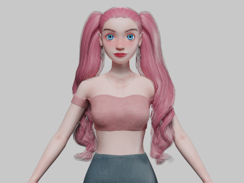 Stylized cartoon girl V33614 3D 모델