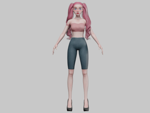 Stylized cartoon girl V33614 Model 3D