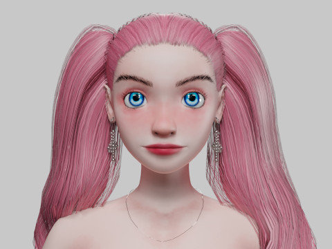 Stylized cartoon girl V33614 Model 3D
