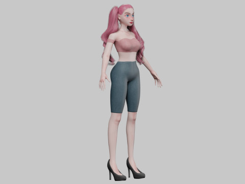 Stylized cartoon girl V33614 Model 3D