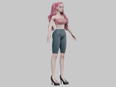 Stylized cartoon girl V33614 3D Model