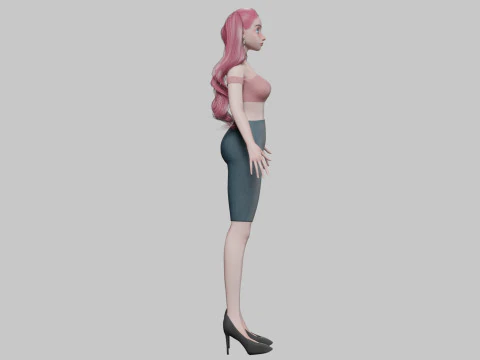 Stylized cartoon girl V33614 3D Model