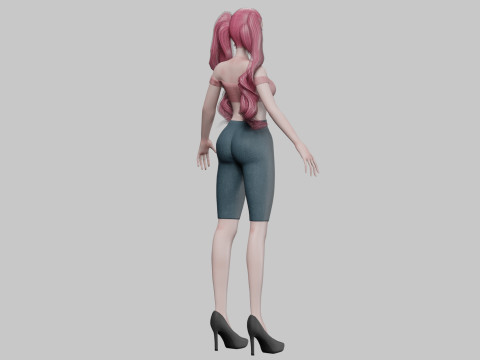 Stylized cartoon girl V33614 Model 3D
