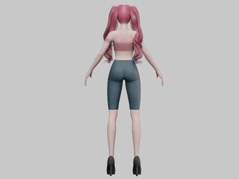 Stylized cartoon girl V33614 3D Model