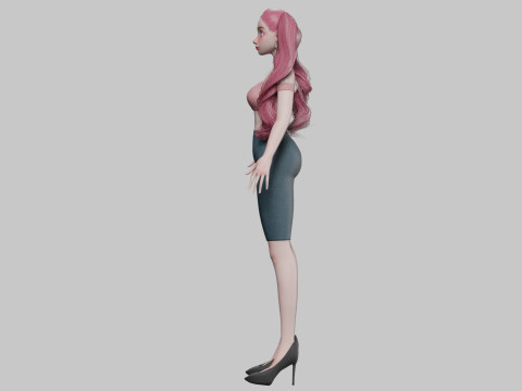 Stylized cartoon girl V33614 Model 3D