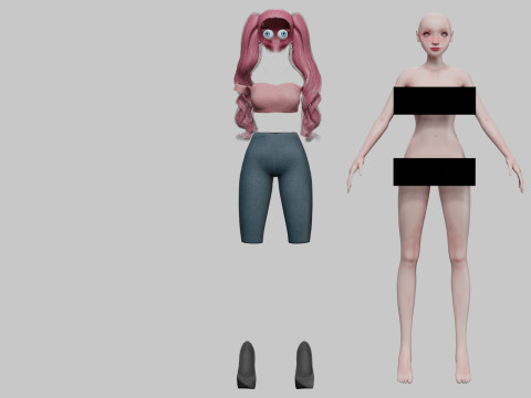Stylized cartoon girl V33614 Model 3D
