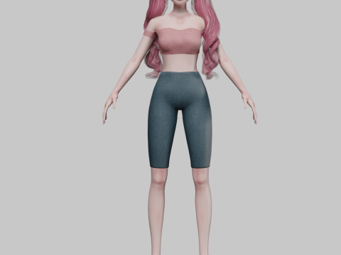 Stylized cartoon girl V33614 Model 3D